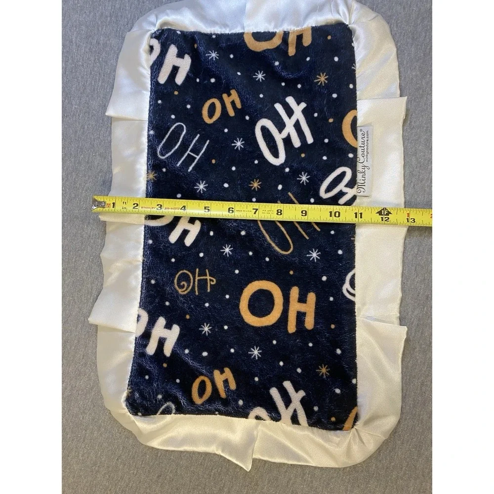 Minky Couture Mini Baby Blanket Dark Blue Christmas Ho Ho & Snowflakes